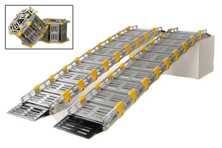 12" Roll-A-Ramp track ramps from Reliable Ramps with a smaller picture in the top right corner