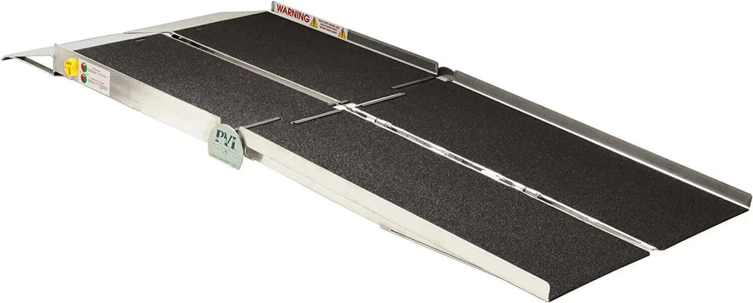 PVI - Aluminum Multi-Fold Rear Door Reach Portable Van Wheelchair Ramp with white background