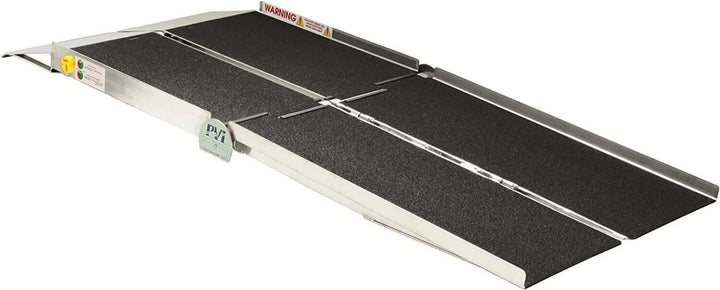 PVI - Aluminum Multi-Fold Rear Door Reach Portable Van Wheelchair Ramp with white background