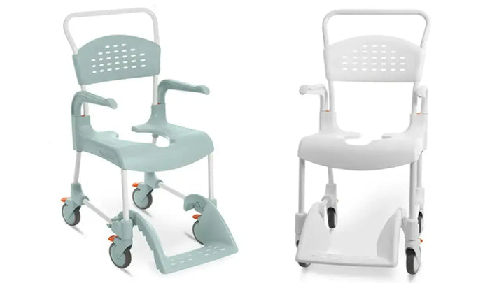 Etac Clean Rolling Shower Commode Chair from reliable ramps showing both colors