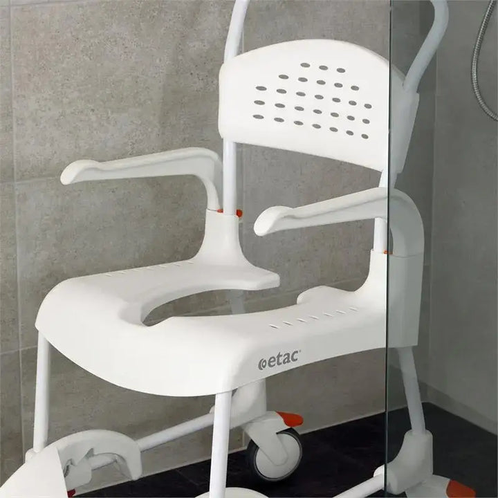 Etac Clean Rolling Shower Commode Chair from reliable ramps white option in shower