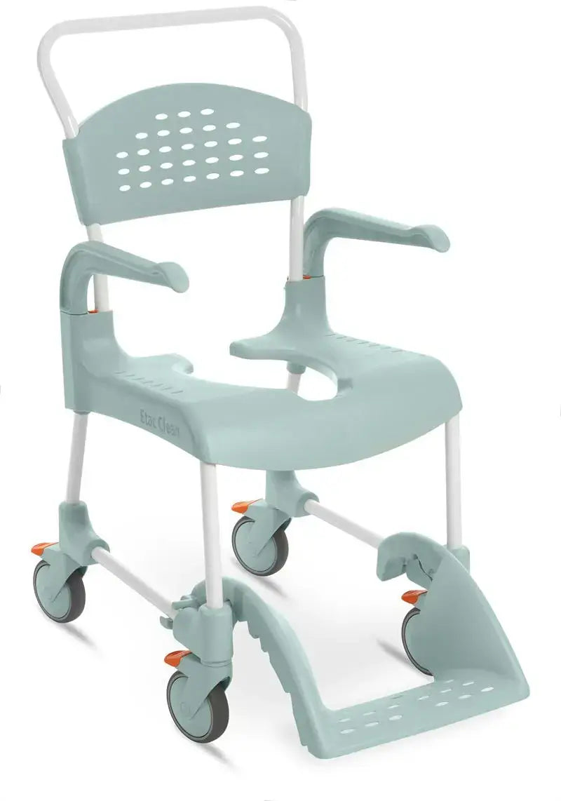 Etac Clean Rolling Shower Commode Chair from reliable ramps showing green lagoon option