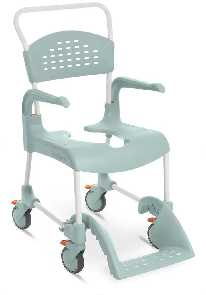 Etac Clean Rolling Shower Commode Chair from reliable ramps showing green lagoon option