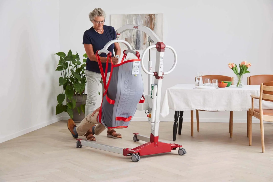 Molift - RgoSling Highback Padded Patient Sling being used by a patient and their nurse