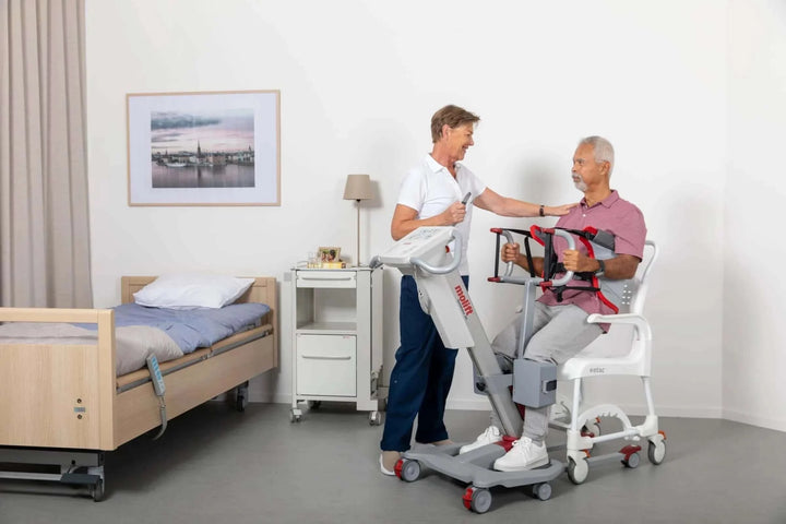 Molift - RgoSling StandUp Padded Sling being used by a patient and their nurse