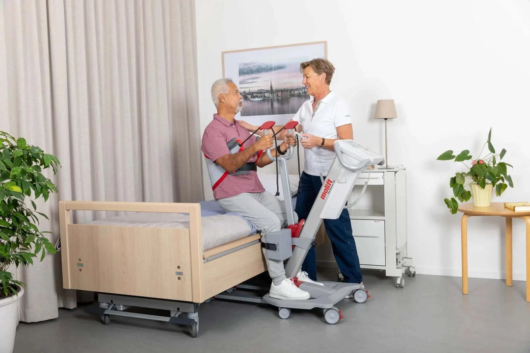 Molift - RgoSling StandUp Padded Sling being used by a patient and their nurse