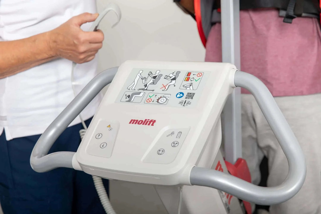 Molift - Quick Raiser 205 Sit-To-Stand Patient Lift zoomed in view of control panel
