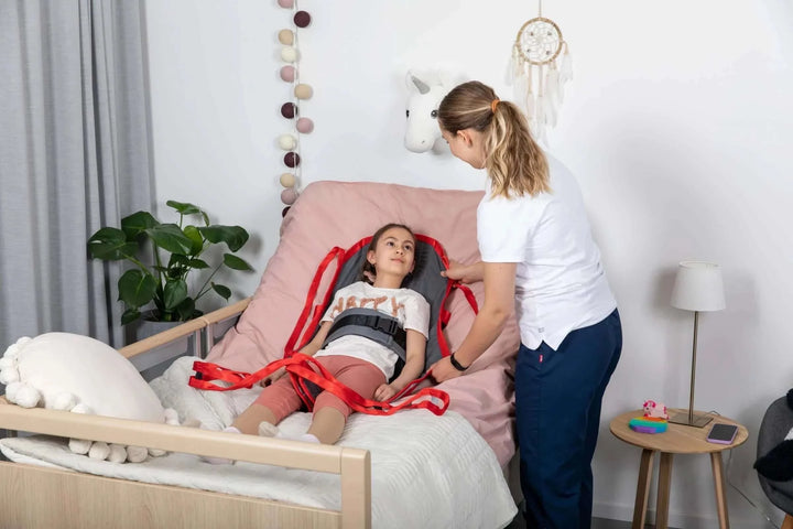 Molift - RgoSling Amputee HighBack Padded Patient Sling being used by a patient and their nurse