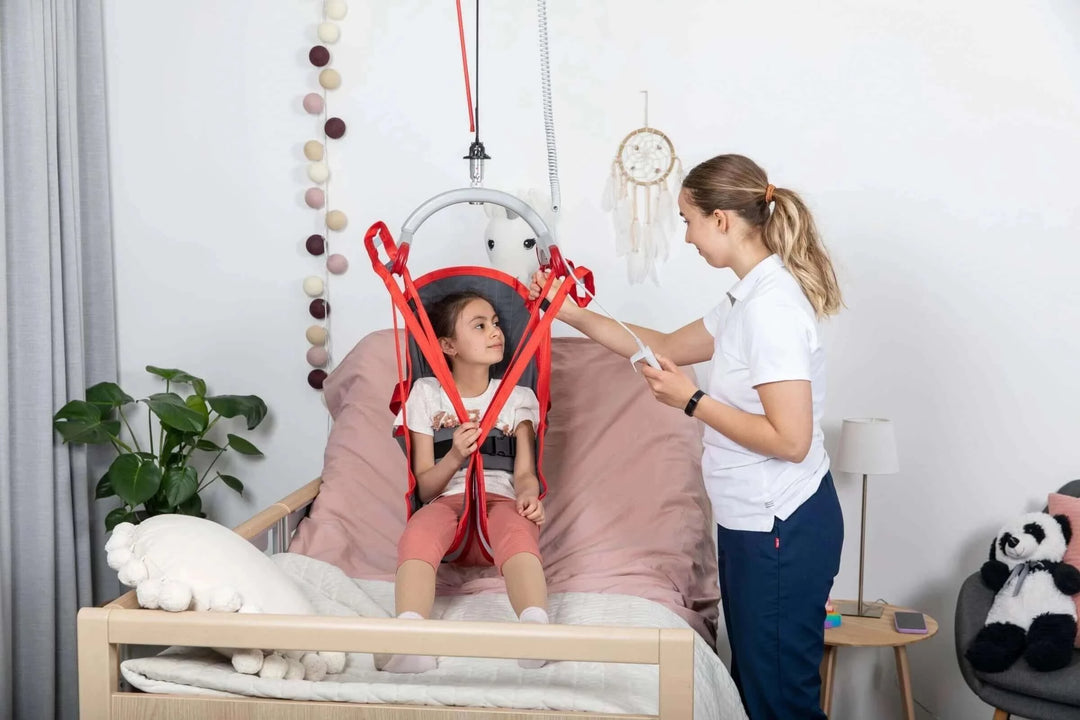 Molift - RgoSling Amputee HighBack Padded Patient Sling being used by a patient and their nurse