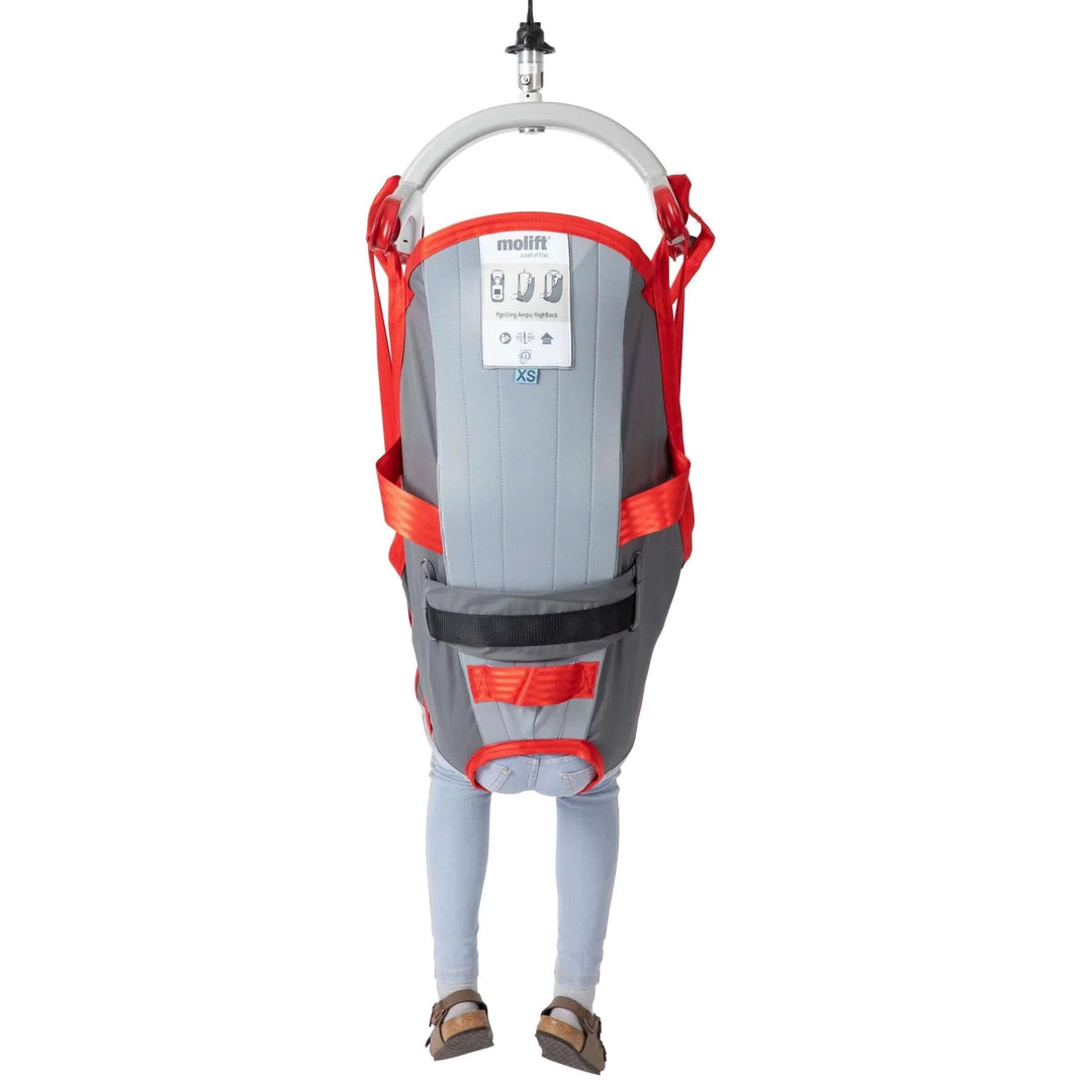 Molift - RgoSling Amputee HighBack Padded Patient Sling being modeled by a patient