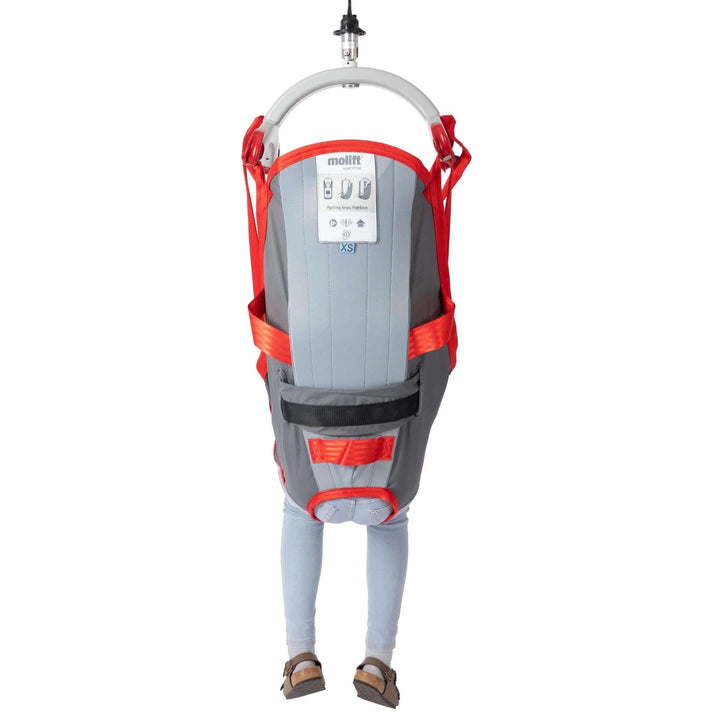 Molift - RgoSling Amputee HighBack Padded Patient Sling being modeled by a patient