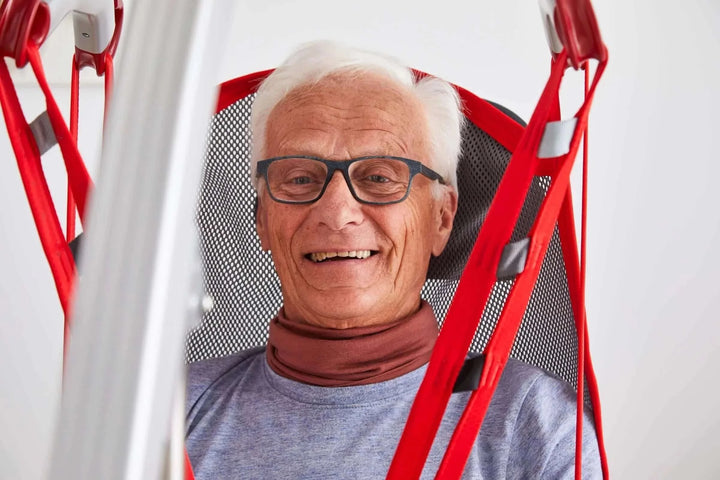 Molift - RgoSling Highback Net Patient Sling zoomed in view patient using it