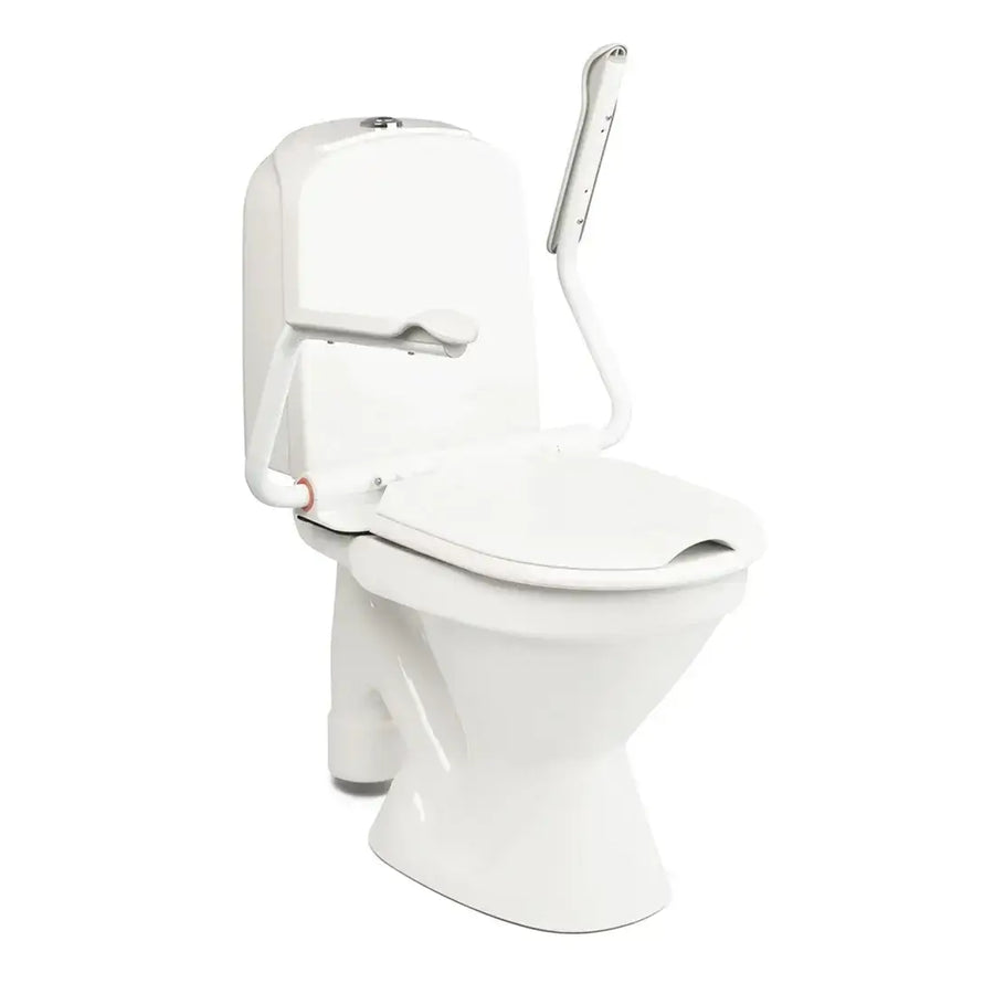 White toilet seat with cover on a white background
