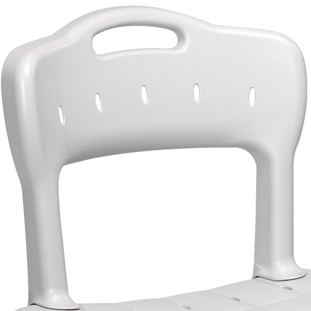 White plastic chair with a handle on a white background