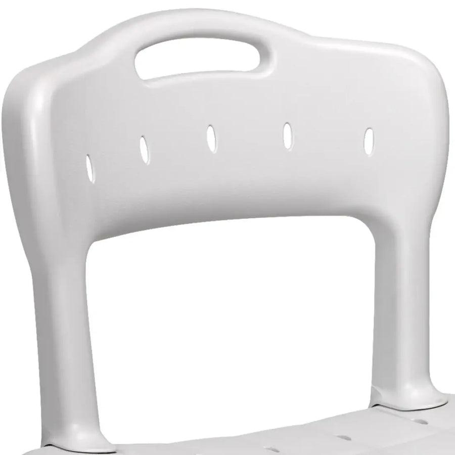 White plastic chair with a handle on a white background