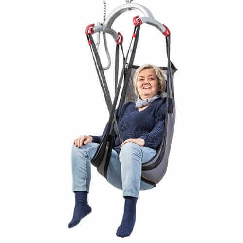 Molift - RgoSling Shadow HighBack Net Sling being used by a patient