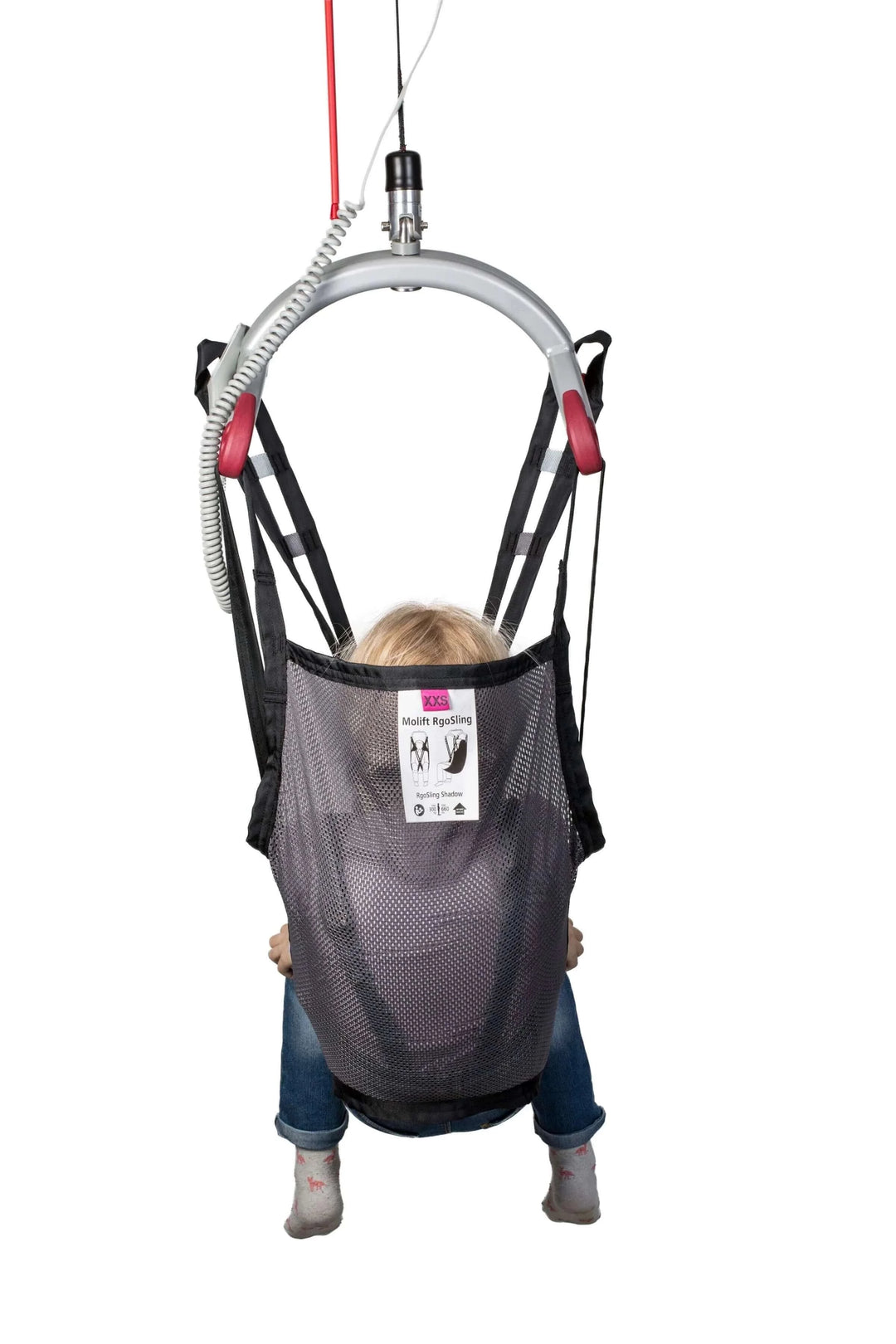 Molift - RgoSling Shadow HighBack Net Sling being used by a patient
