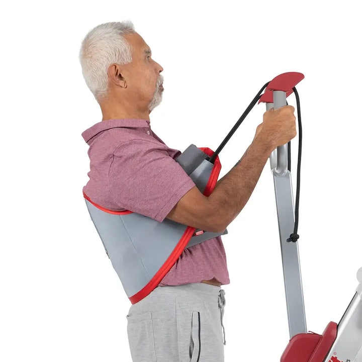 zoomed in image of man using the stand up padded sling from molift