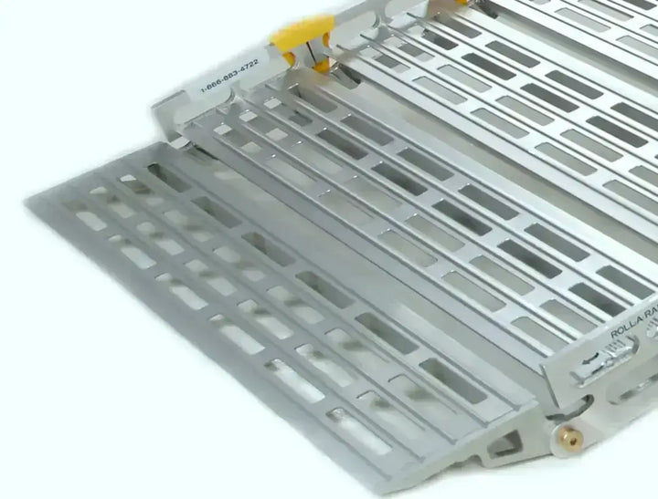 roll-a-ramp aluminum extension links from reliable ramps showing the end of the ramp