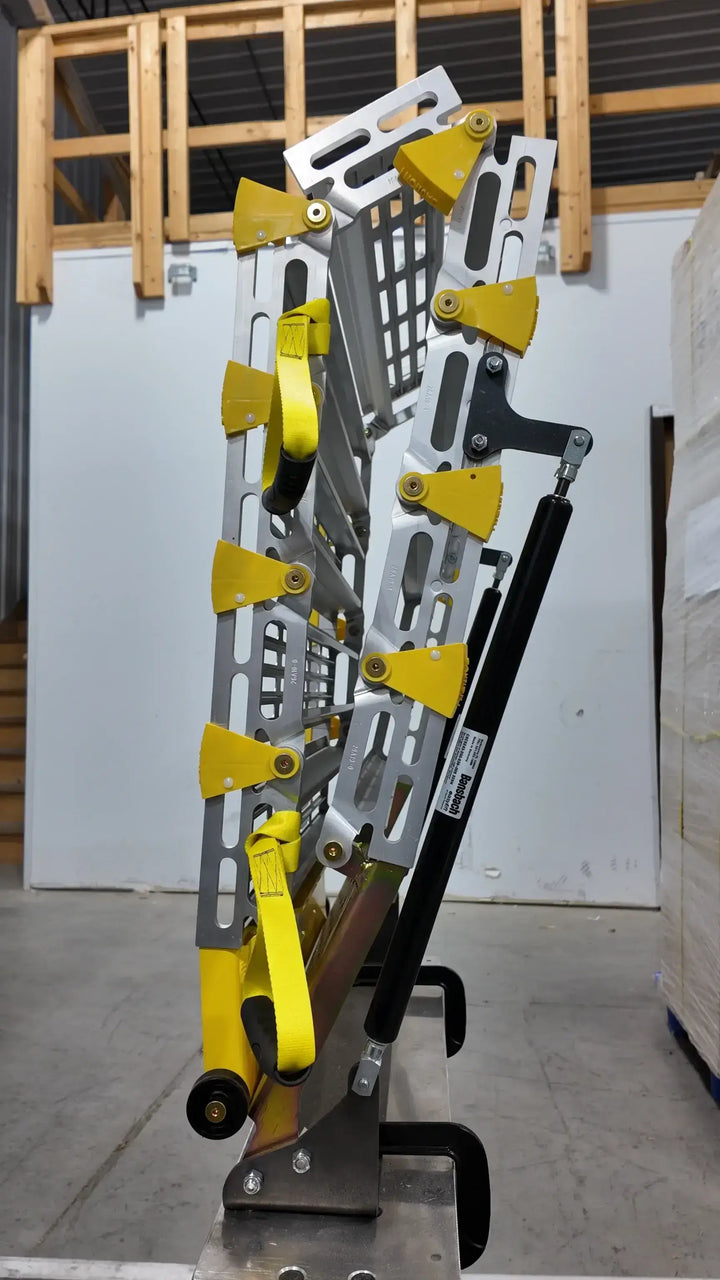 roll-a-ramps assisted bi fold van ramp on reliable ramps folded upright position
