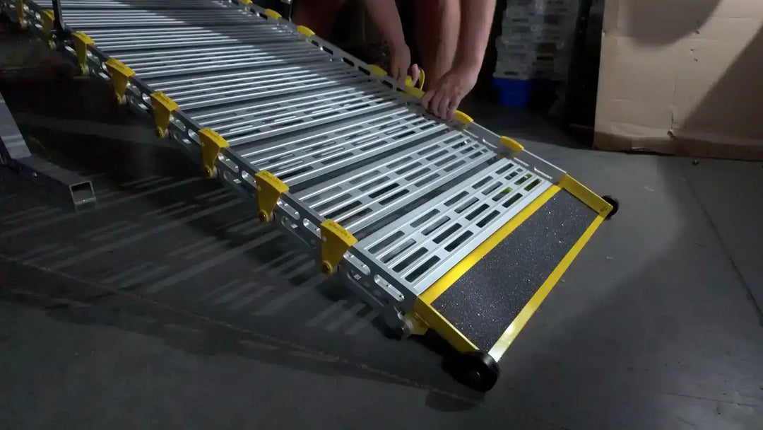 roll-a-ramps assisted bi fold van ramp on reliable ramps zoomed in view