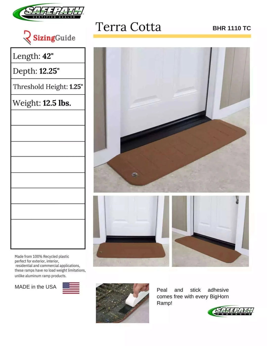 SafePath - BigHorn Plastic Polymer Threshold Ramp - Terra Cotta