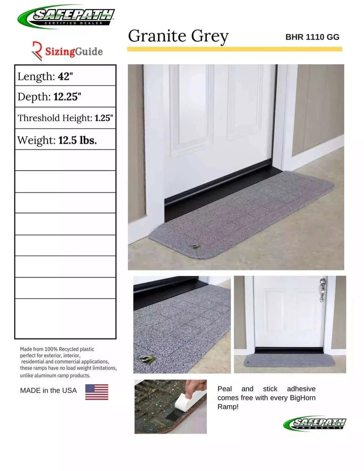 SafePath - BigHorn Plastic Polymer Threshold Ramp - Granite Gray