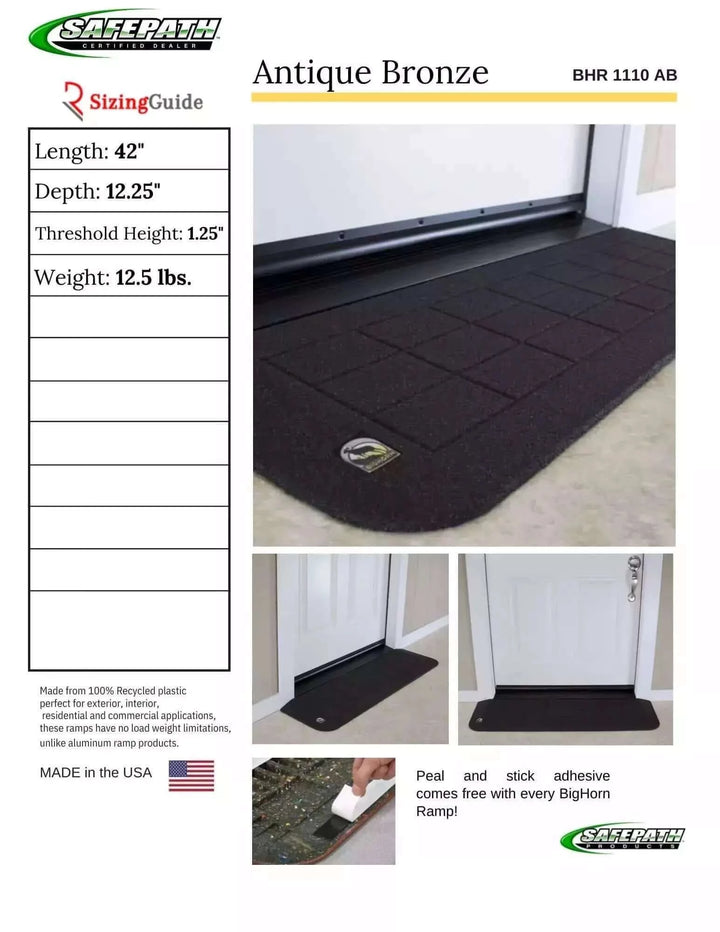 SafePath - BigHorn Plastic Polymer Threshold Ramp - Antique Bronze