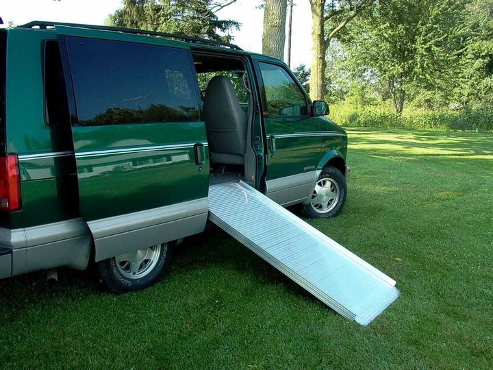 AlumiRamp - AlumiLite Solid Aluminum Curb Wheelchair Ramp - being used coming out of a van