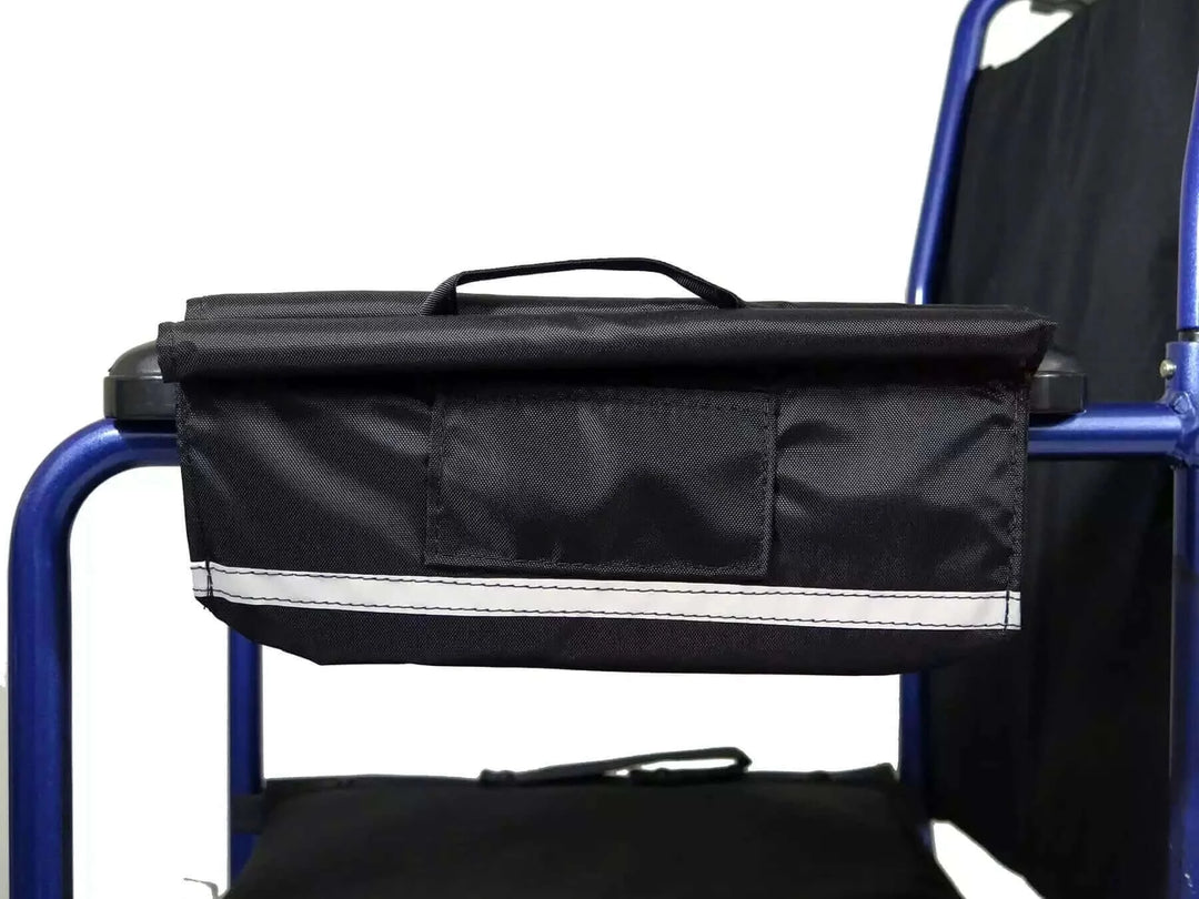Diestco - Armrest Pocket for Wheelchairs zoomed in view being used with a wheelchair