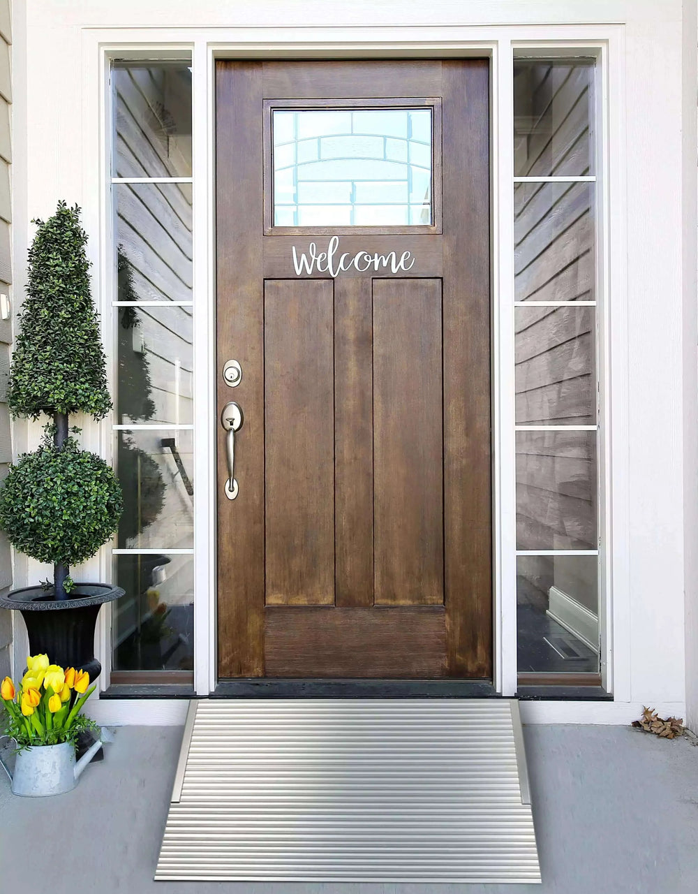 National Ramp - Journey Aluminum Threshold Ramp for Wheelchairs being show in front of a home's main entrance