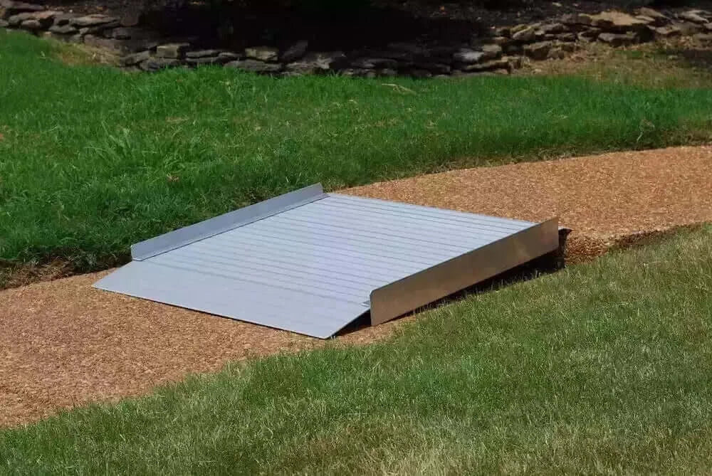American Access - Sidekick Portable Solid Aluminum Wheelchair Ramp - ramp sitting on a walkway