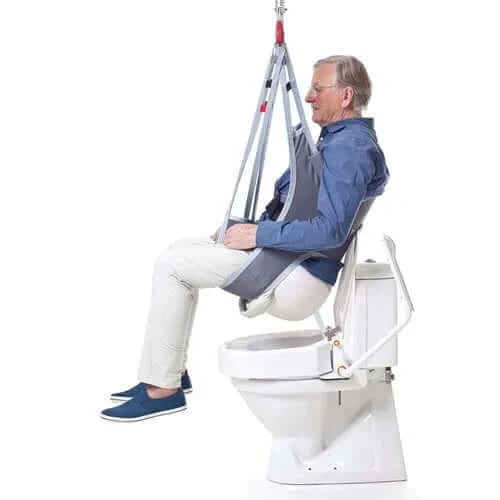 Molift - EvoSling Hygiene Patient Sling Patient Lifts Accessories Molift - side view of patient using sling above toilet
