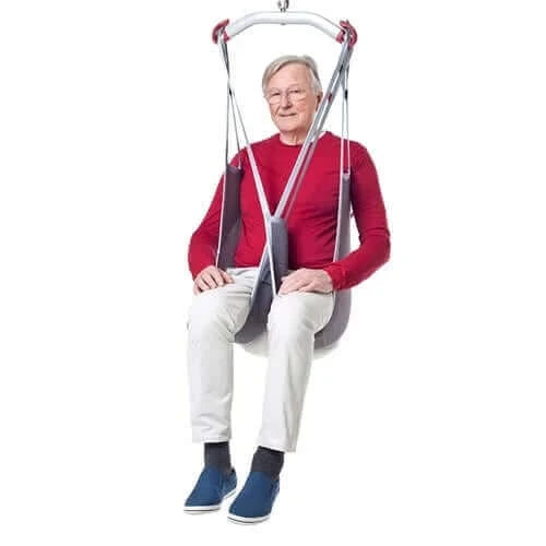 Molift - EvoSling LowBack Net Padded Patient Sling Patient Lifts Accessories Molift - front view of patient using the sling
