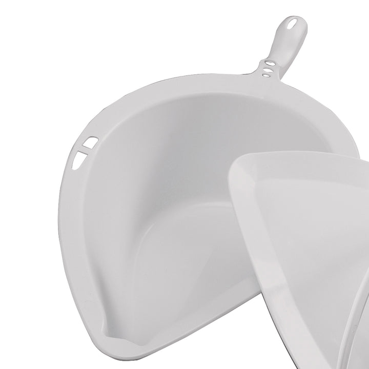 White plastic basin with handle on a white background