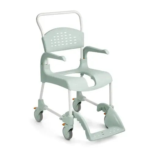 Etac Clean Rolling Shower Commode Chair from reliable ramps showing the green lagoon option on a white background