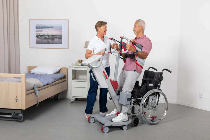 Molift - RgoSling StandUp Padded Sling being used by a patient and their nurse