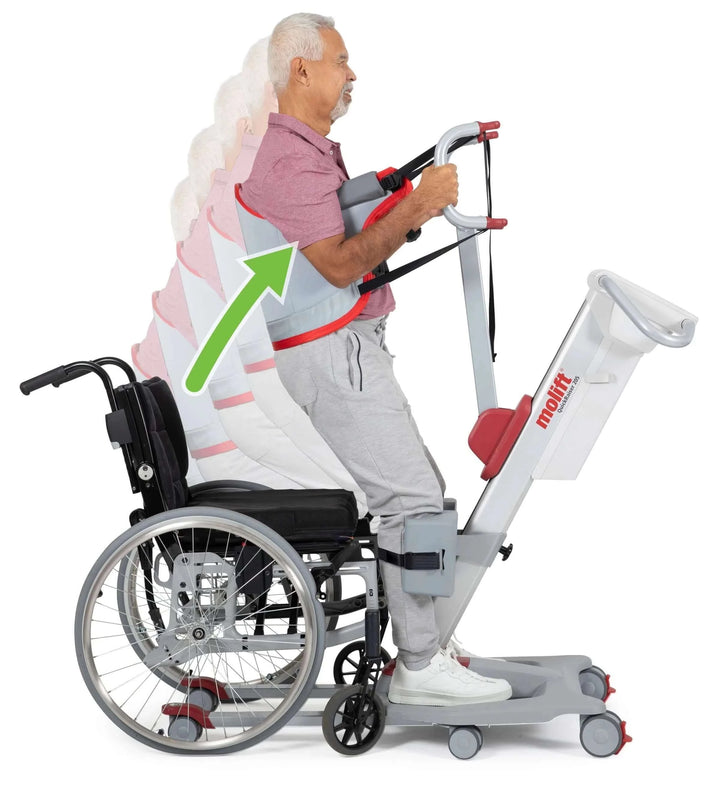 Molift - RgoSling StandUp Padded Sling being used by a patient standing out of a wheelchair