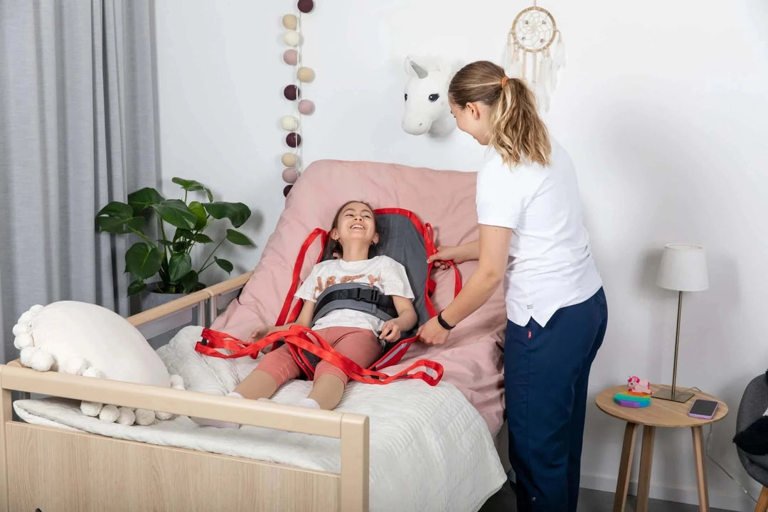 Molift - RgoSling Amputee HighBack Padded Patient Sling being used by a patient and their nurse