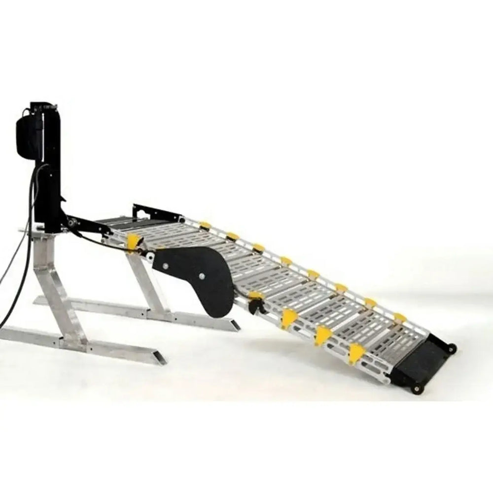 Roll-A-Ramp Powered Van Ramp for Mini and Full Size Van Ramps for AF1 and MF1 Ramps at Reliable Ramps unfolded in front of a white background