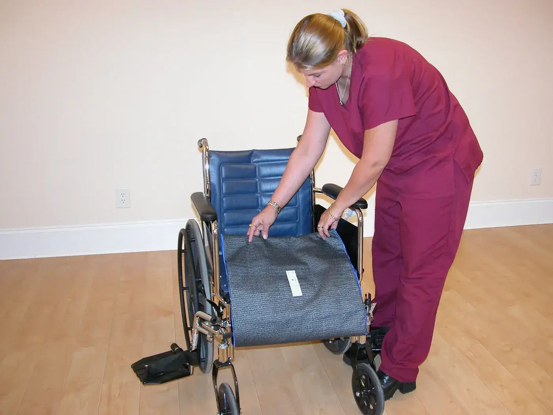 the bestcare besttransfer one way glide seating cushion non slip being used by nurse