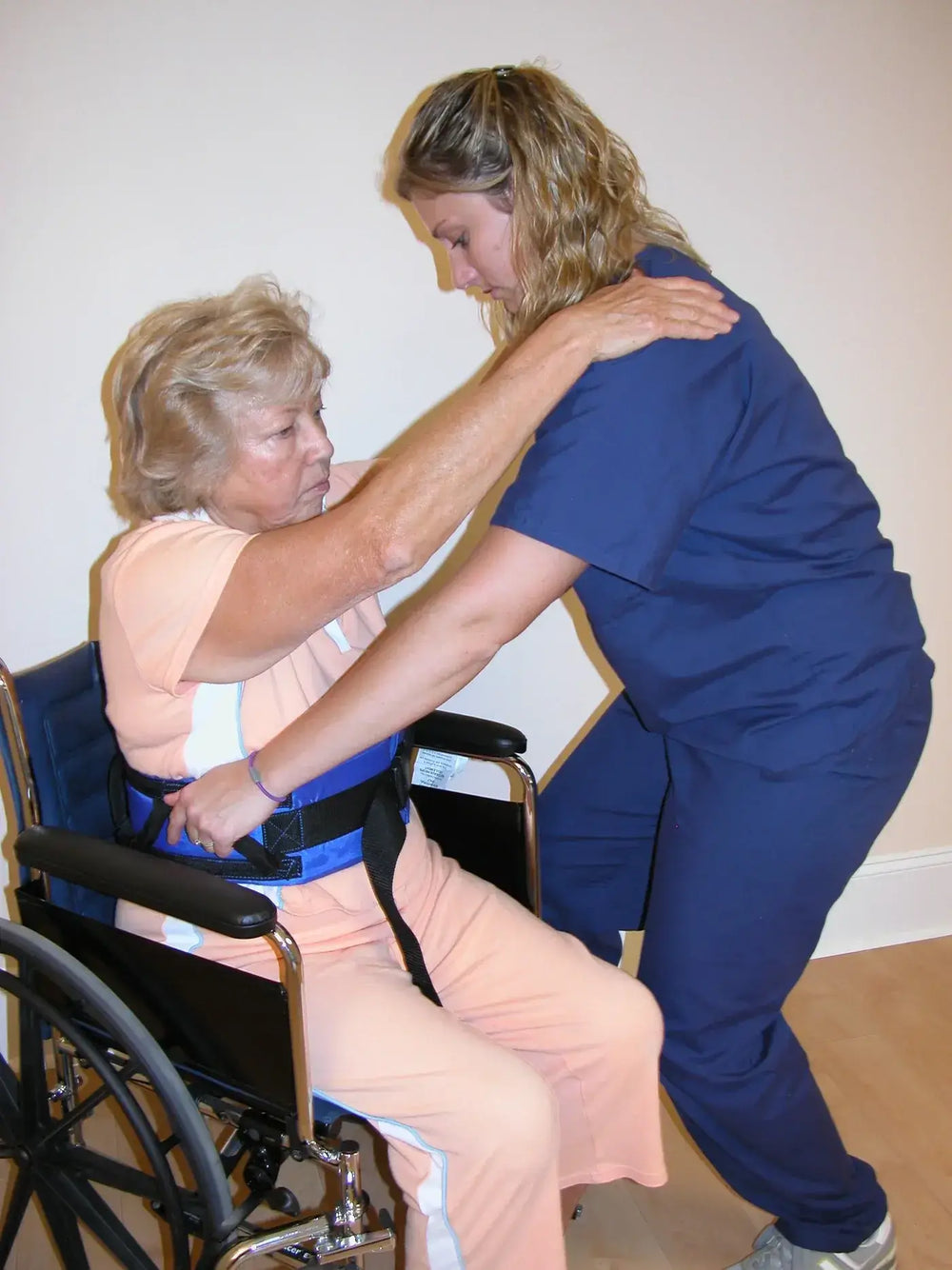 The bestcare handi belt from reliable ramps used by patient sitting down