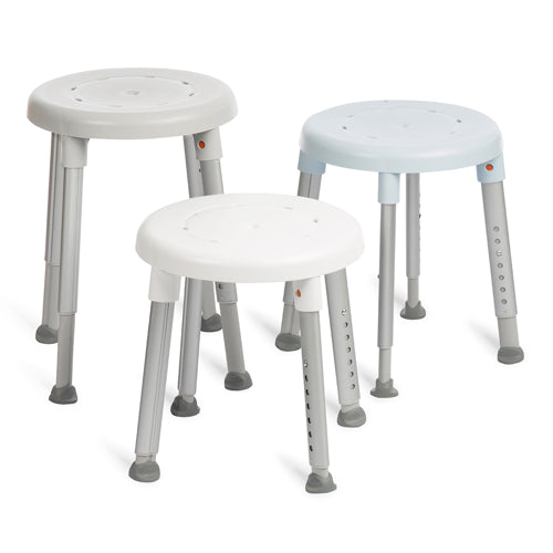 etac easy shower stool from reliable ramps showing 3 colors on a white background