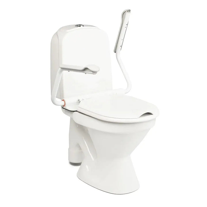 White toilet seat with cover on a white background