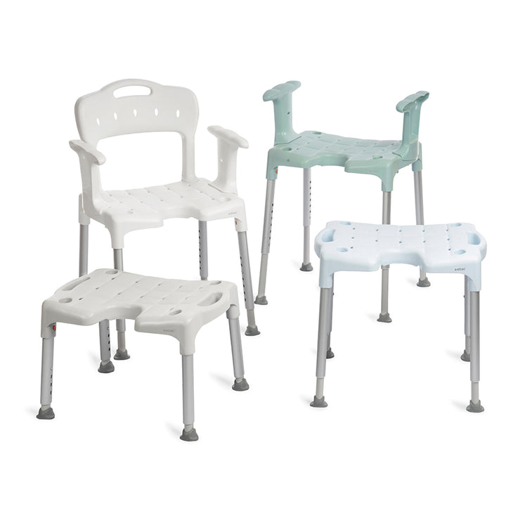 etac swift shower stool/chair from reliable ramps showing 4 variations