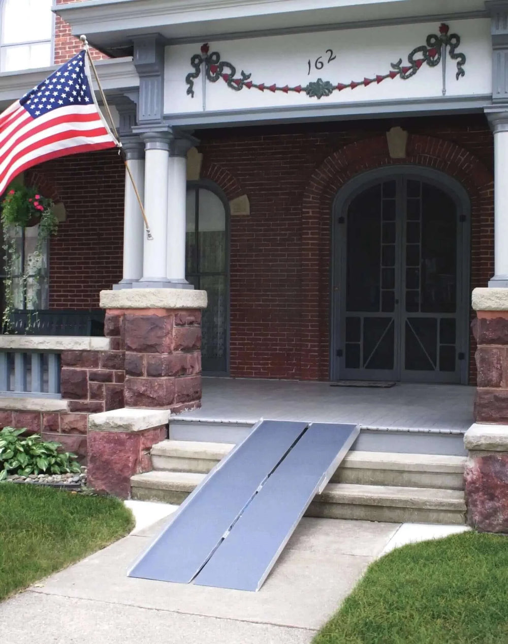 Alumiramp - AlumiLite Ready Wheelchair Ramp - zoomed in at house's front entrance