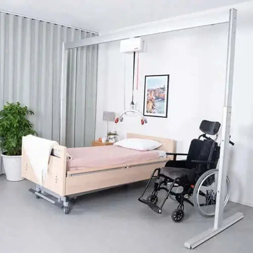 molift ceiling lift track system over a hospital bed