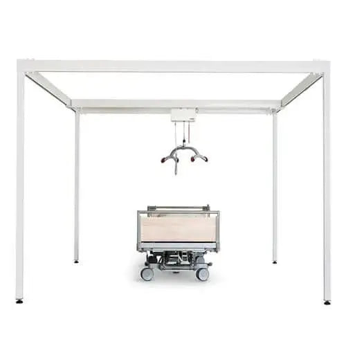 ceiling lift over a hospital bed with a 4 point sling bar