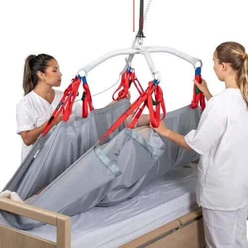 Molift - RgoSling Repositioning Sheet Patient Lifts Accessories Molift with a patient and 2 nurses using it