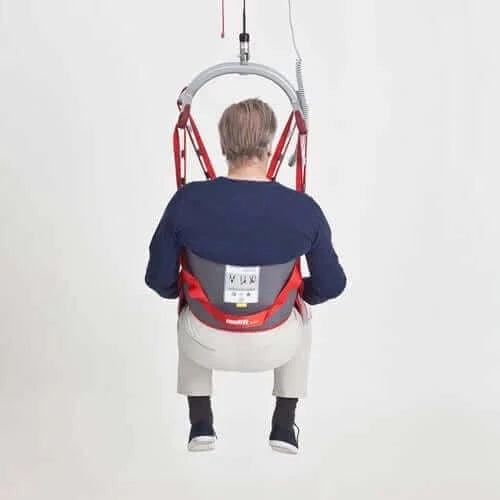 Molift - RgoSling Toilet LowBack Padded Patient Sling being used by a patient back view